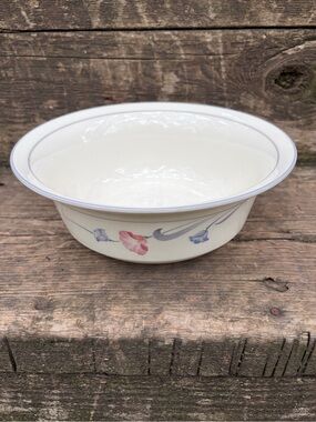 Vintage Lenox Glories on Grey Floral Rimmed 8.5 inch Vegetable Bowl